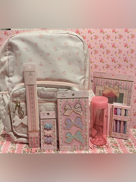 LoveShackFancy Handbags - LoveShackFancy NWT  Backpack with Bow Charms and School/Office Supply Set